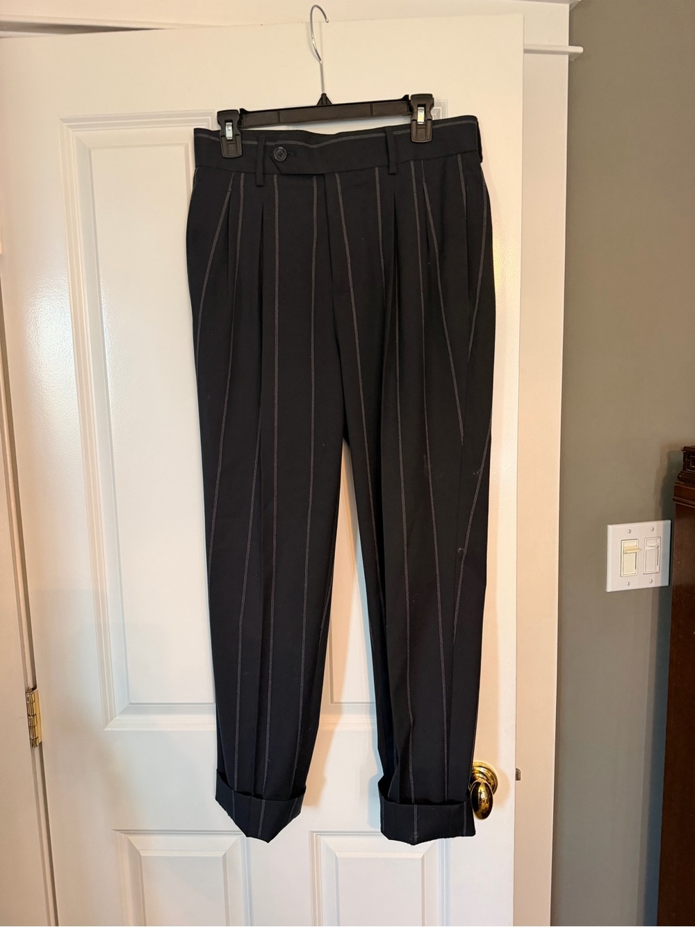 OPEN EDIT Women's Black Pinstripe Dress Pants